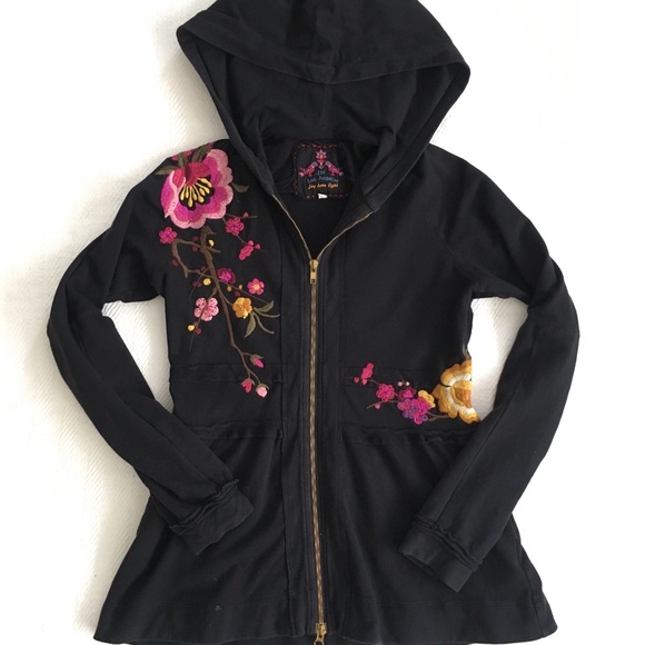JWLA By Johnny Was Womens Cotton Embroidered Hooded Coat